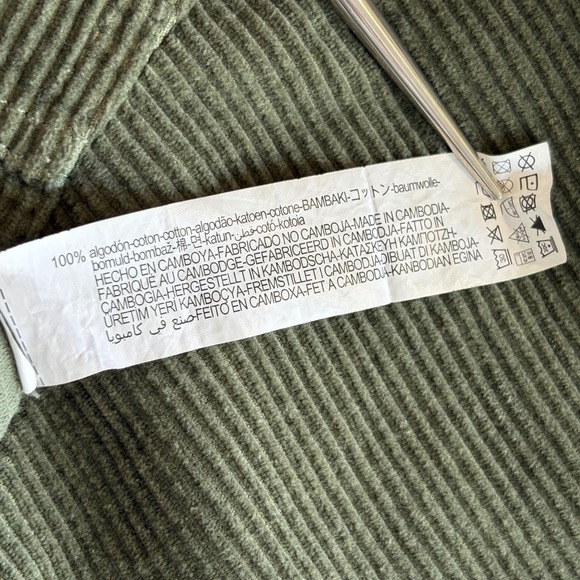 Zara Outerwear Corduroy Trucker Jacket | Size XS | Olive‎ Green Fringe Hem - Picture 9 of 9